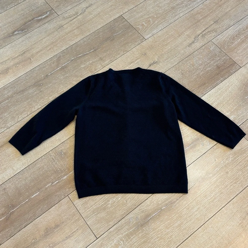 Talbots Petites Pima Cotton Cardigan – Navy with Pink Trim - Picture 6 of 6